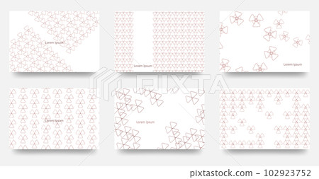 一組 6 張矢量卡片,具有各種帶圓角的三角形的幾何圖案,可用於廣告、背景和牆紙 一組 6 張矢量卡片,具有各種帶圓角的三角形的幾何圖案,可用於廣告、背景和牆紙 102923752