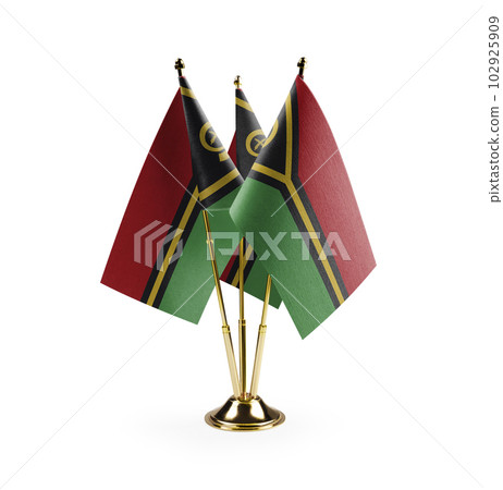 Small national flags of the Vanuatu on a white background 102925909