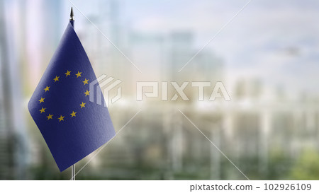 Small national flag of the European Union on a black background 102926109