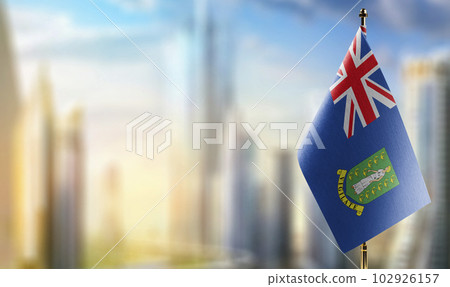 Small flags of the British Virgin Islands on an abstract blurry background Small flags of the British Virgin Islands on an abstract blurry background 102926157