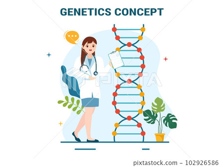 Genetic Science Concept Vector Illustration with DNA Molecule Structure and Science Technology in Healthcare Flat Cartoon Hand Drawn Templates 102926586