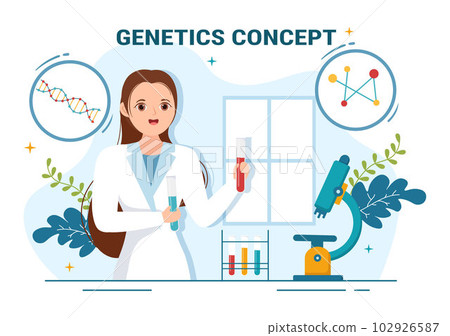 Genetic Science Concept Vector Illustration with DNA Molecule Structure and Science Technology in Healthcare Flat Cartoon Hand Drawn Templates 102926587