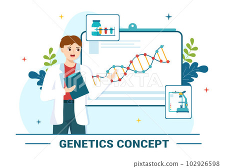 Genetic Science Concept Vector Illustration with DNA Molecule Structure and Science Technology in Healthcare Flat Cartoon Hand Drawn Templates Genetic Science Concept Vector Illustration with DNA Molecule Structure and Science Technology in Healthcare Flat Cartoon Hand Drawn Templates 102926598
