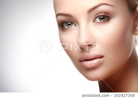 A foreign woman with beautiful skin looking at the camera 102927168