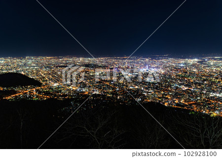 北海道,札幌市,藻岩山,山頂展望台的夜景 北海道,札幌市,藻岩山,山頂展望台的夜景 102928100