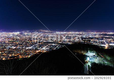 北海道,札幌市,藻岩山,山頂展望台的夜景 北海道,札幌市,藻岩山,山頂展望台的夜景 102928101