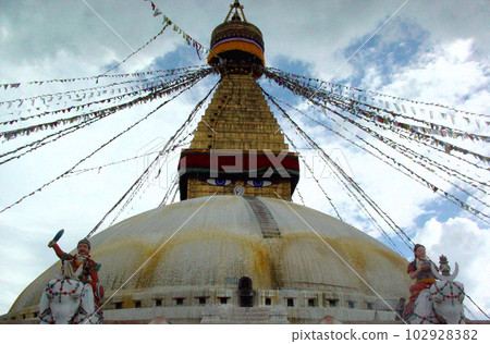 Upper part of Boudhanath Stupa, Kathmandu, Nepal Upper part of Boudhanath Stupa, Kathmandu, Nepal 102928382