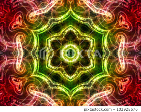 Symmetrical kaleidoscopic background shining on a black background 4: 3 Symmetrical kaleidoscopic background shining on a black background 4: 3 102928676
