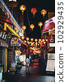 Chinatown's back alley with neon lights 102929435