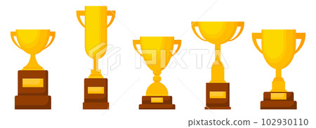 Award trophy goblet. Gold cup in flat design. Vector illustration 102930110