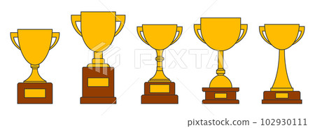 Award trophy goblet. Gold cup in flat design. Vector illustration 102930111