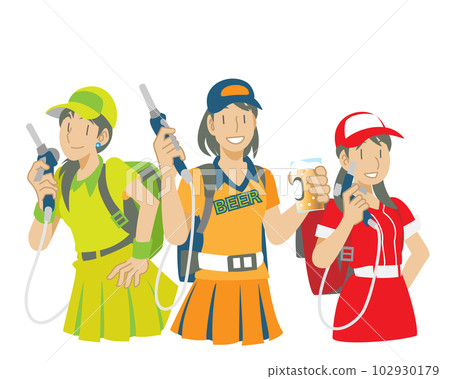 Illustration of women selling beer Illustration of women selling beer 102930179