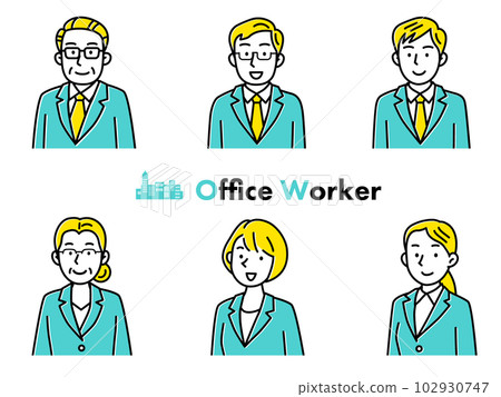 Front facing male and female businessmen illustration set 102930747
