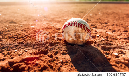 Baseball ball on the ground "AI generated image" 102930767