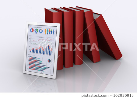 Tablet terminals and books that display data, learning scenes that make full use of IT, e-learning 102930913