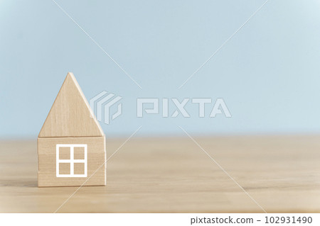 House business concept. House model on an empty background. Rent, construction, real estate idea House business concept. House model on an empty background. Rent, construction, real estate idea 102931490