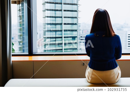 看通過窗口的婦女 102931735