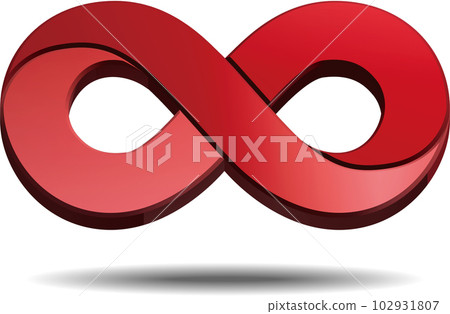 Three-dimensional red infinity mark 102931807
