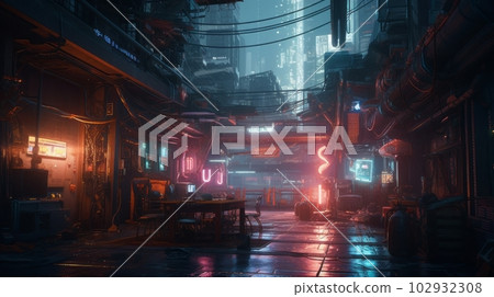 賽博朋克城市景觀，生成AI AI圖像 102932308