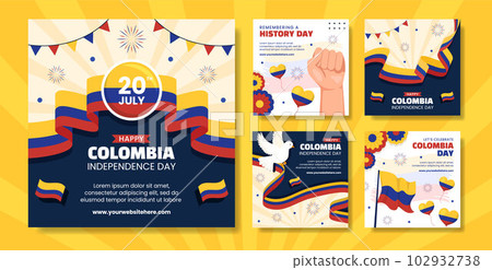 Colombia Independence Day Social Media Post Cartoon Hand Drawn Templates Background Illustration Colombia Independence Day Social Media Post Cartoon Hand Drawn Templates Background Illustration 102932738