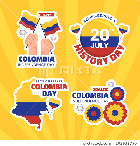 Colombia Independence Day Label Flat Cartoon Hand Drawn Templates Background Illustration Colombia Independence Day Label Flat Cartoon Hand Drawn Templates Background Illustration 102932750