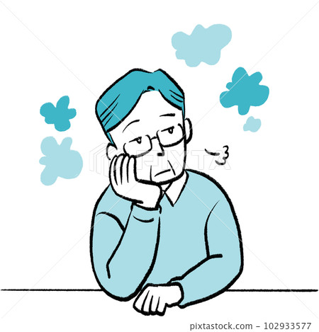 爺爺手捧煙霧繚繞的手繪插畫 爺爺手捧煙霧繚繞的手繪插畫 102933577