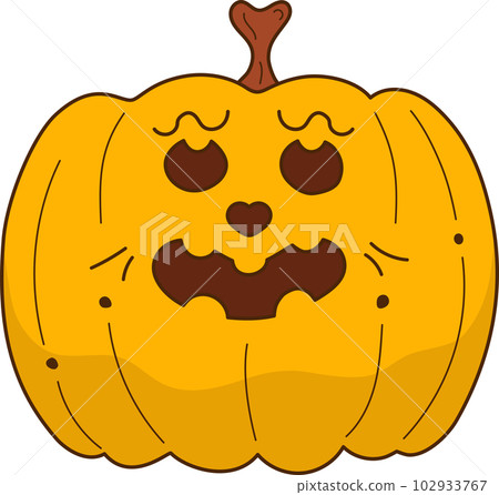 Cute pumpkin with face emotion. Halloween character. An illustration isolated on transparent background. Cute pumpkin with face emotion. Halloween character. An illustration isolated on transparent background. 102933767