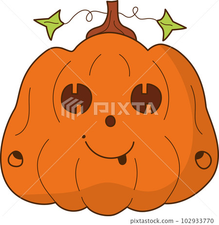 Cute pumpkin with face emotion. Halloween character. An illustration isolated on transparent background. Cute pumpkin with face emotion. Halloween character. An illustration isolated on transparent background. 102933770