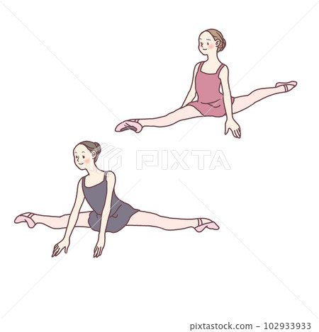 Dancers stretching in leotards Dancers stretching in leotards 102933933