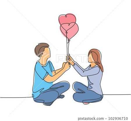 One continuous line drawing of young happy man and woman couple hands  forming heart shape together. Romantic engaged anniversary concept Stock  Vector Image & Art - Alamy