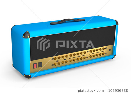 Classical electric and acoustic guitar amplifier isolated on white background. Classical electric and acoustic guitar amplifier isolated on white background. 102936888