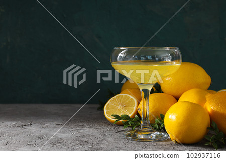 Concept of fresh summer drink - Limoncello cocktail Concept of fresh summer drink - Limoncello cocktail 102937116
