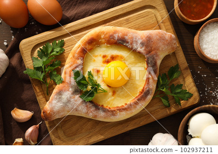 National Georgian cuisine food, flour product - Khachapuri 102937211