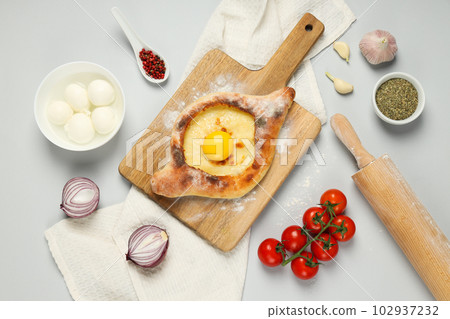 National Georgian cuisine food, flour product - Khachapuri 102937232