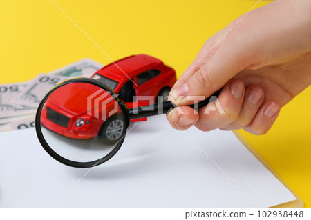 Concept of car purchase and insurance with toy car Concept of car purchase and insurance with toy car 102938448