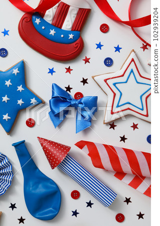 Composition for 4 july, Independence Day of USA, top view 102939204
