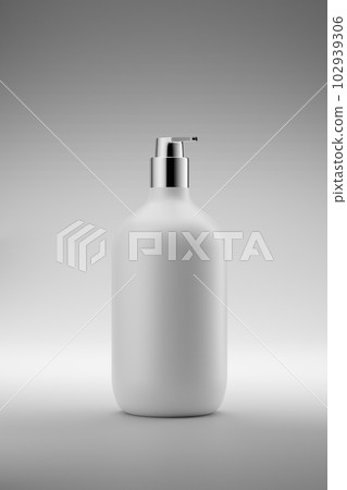 3D rendered container unbranded pump bottle without label isolated on minimal background. Shampoo, conditioner, hand soap, hair care cosmetics packaging mockup 3D rendered container unbranded pump bottle without label isolated on minimal background. Shampoo, conditioner, hand soap, hair care cosmetics packaging mockup 102939306
