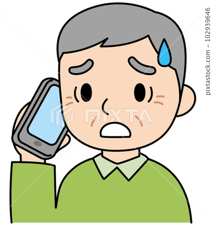 An old man talking on his smartphone Troublesome An old man talking on his smartphone Troublesome 102939646