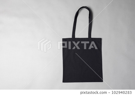 High angle view of black canvas bag with copy Stock Photo