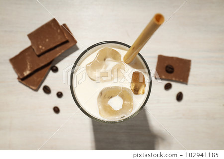 Cold drink for refreshing - ice coffee. Fresh summer drink Cold drink for refreshing - ice coffee. Fresh summer drink 102941185
