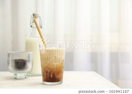 Cold drink for refreshing - ice coffee, space for text Cold drink for refreshing - ice coffee, space for text 102941187