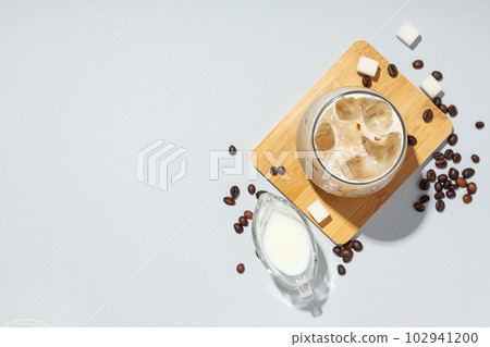 Cold drink for refreshing - ice coffee, space for text Cold drink for refreshing - ice coffee, space for text 102941200