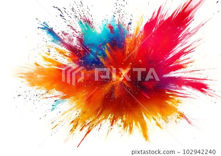 Image of colorful explosions, ink, paint, white 102942240