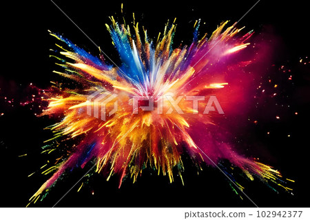 Colorful explosion image ink paint black 102942377