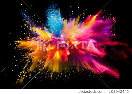 Colorful explosion image ink paint black Colorful explosion image ink paint black 102942445
