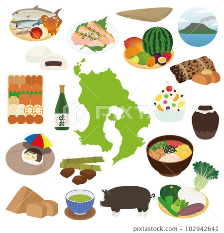 Kagoshima specialty illustration set Kagoshima specialty illustration set 102942641