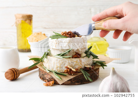 Concept of delicious French food - Camembert cheese 102942755