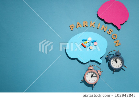 Dementia and parkinson's disease, ADHD, composition for head disease theme, space for text 102942845