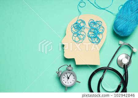 Dementia and parkinson's disease, ADHD, composition for head disease theme, space for text Dementia and parkinson's disease, ADHD, composition for head disease theme, space for text 102942846