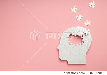 Dementia and parkinson's disease, ADHD, composition for head disease theme, space for text Dementia and parkinson's disease, ADHD, composition for head disease theme, space for text 102942863